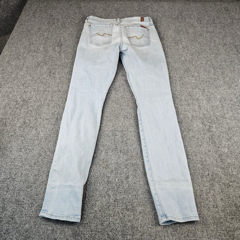 7 For All Mankind The Ankle Skinny Jeans Light Wash Blue Size 26 Stretch Denim - Picture 10 of 10